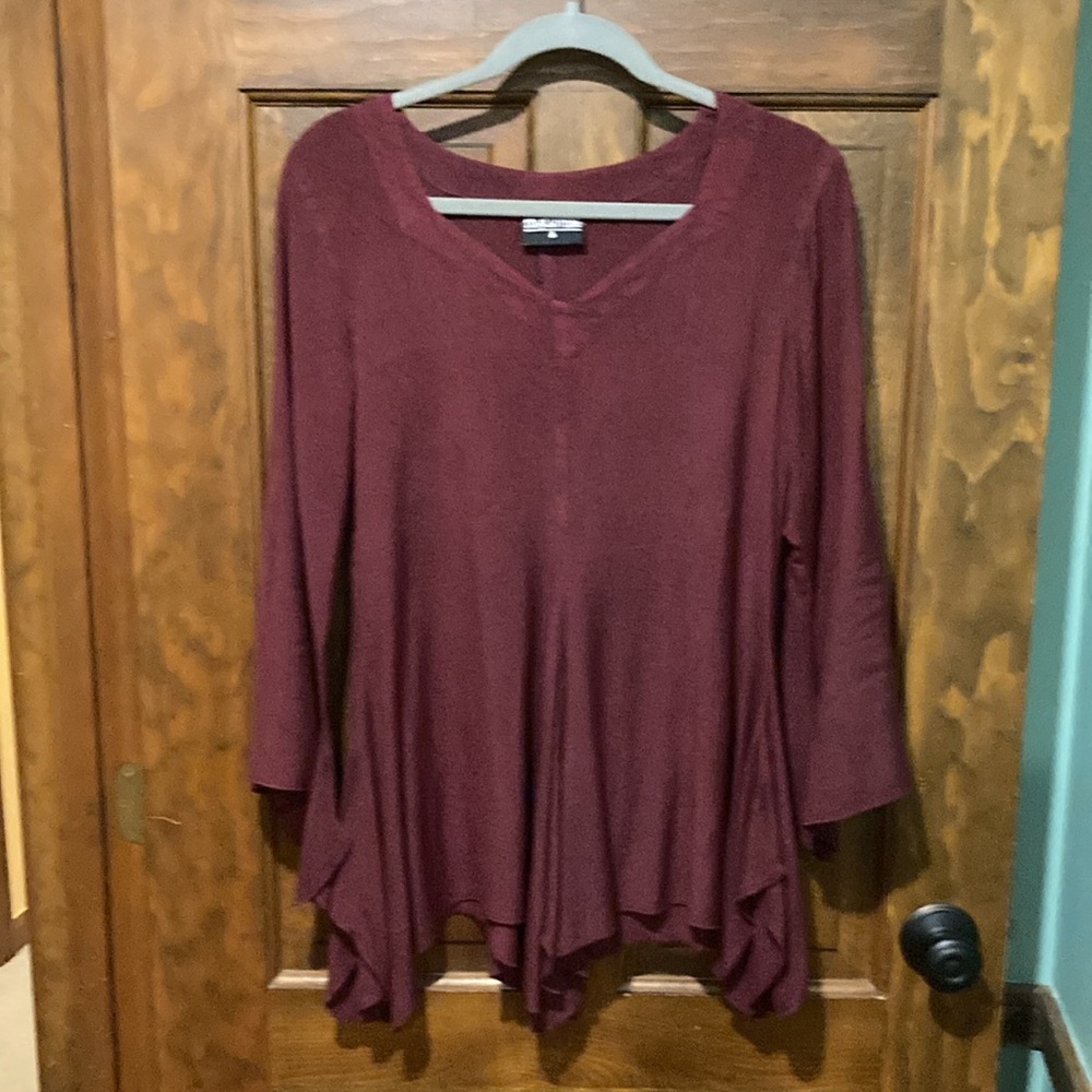 HolyClothing Moira Boho Tunic Top Burgundy Size Small